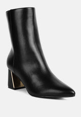 kaira metallic accent heel high ankle boots by London Rag