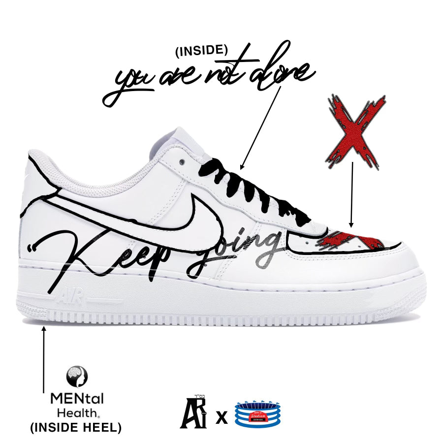 "Keep Going" Nike Air Force 1 Low Shoes by Stadium Custom Kicks