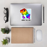 Born This Way LGBT Pride Cartoon Dinosaur Bubble-free stickers by Proud Libertarian