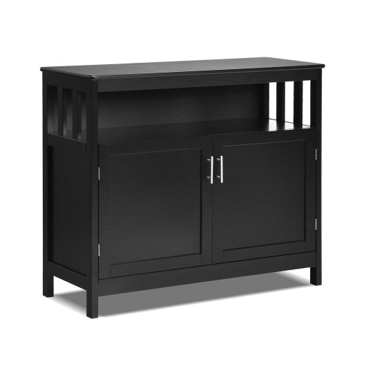 Kitchen Buffet Server Sideboard Storage Cabinet with 2 Doors and Shelf-Black