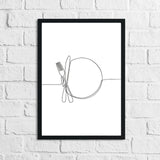 Knife Fork Plate Simple Line Work Kitchen Wall Decor Print by WinsterCreations™ Official Store