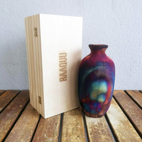 Koban Ceramic Raku Pottery Vase with Gift Box by RAAQUU