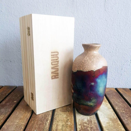 Koban Ceramic Raku Pottery Vase with Gift Box by RAAQUU