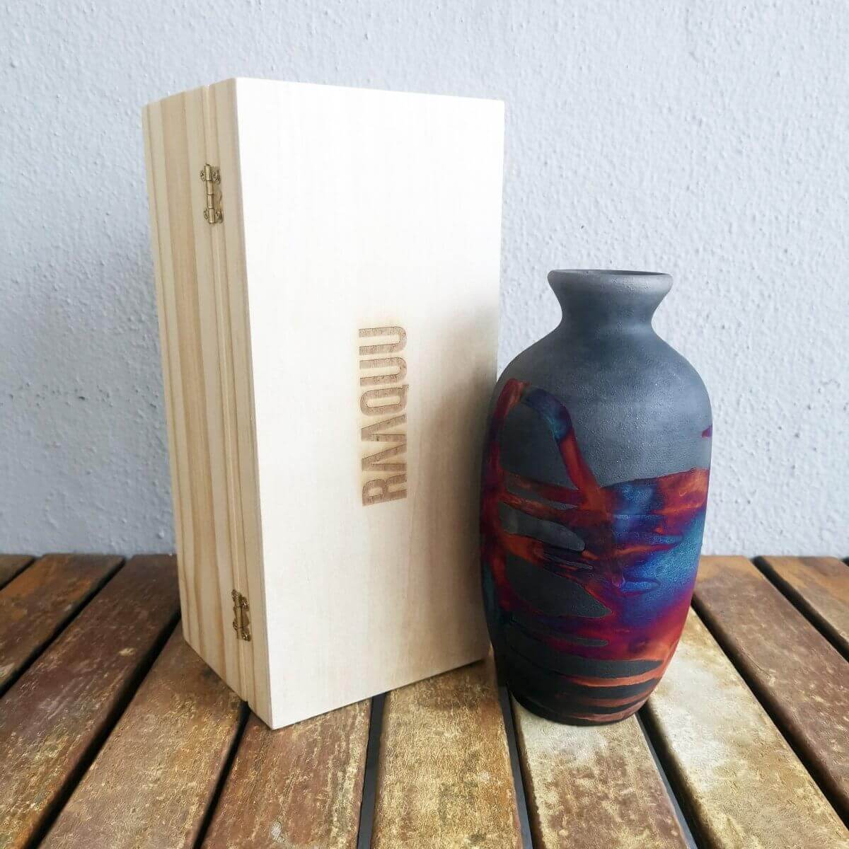 Koban Ceramic Raku Pottery Vase with Gift Box by RAAQUU