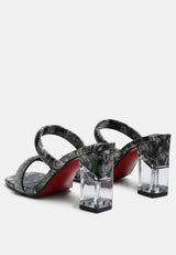 krypton marble print clear block heel sandals by London Rag