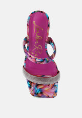 krypton marble print clear block heel sandals by London Rag