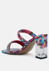 krypton marble print clear block heel sandals by London Rag