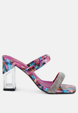 krypton marble print clear block heel sandals by London Rag