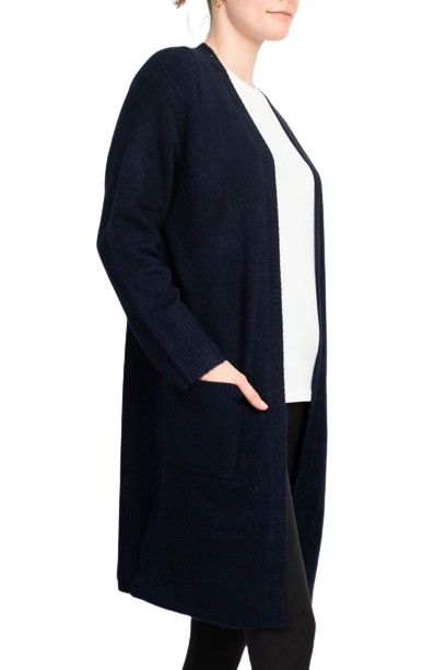 Velvet Heart Open Front Long Sleeve Ribbed Cuffs and Hem Knit Oversize Cardigan with Pockets by Curated Brands