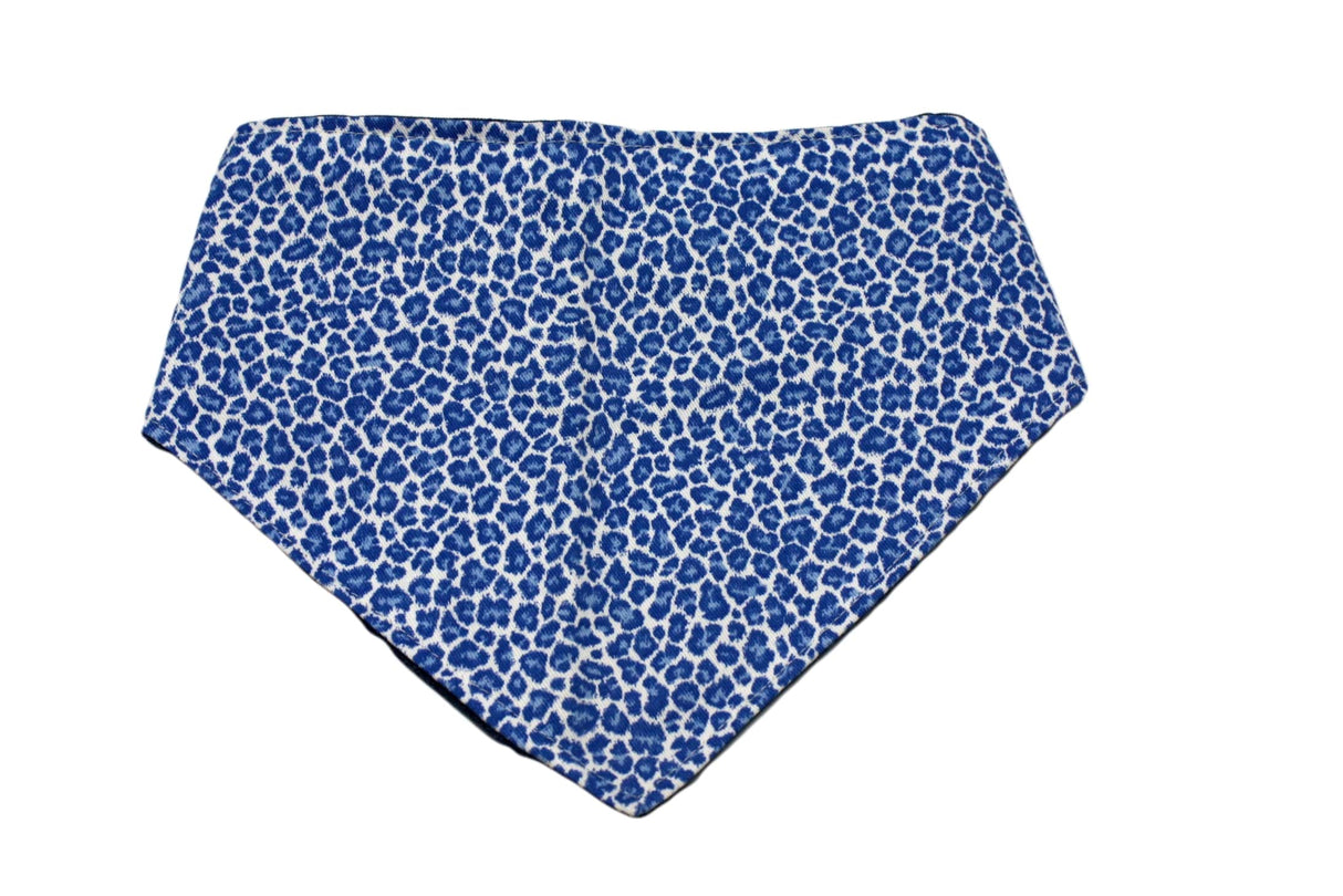 Blue Leopard Print Reversible Dog Bandana by Uptown Pups