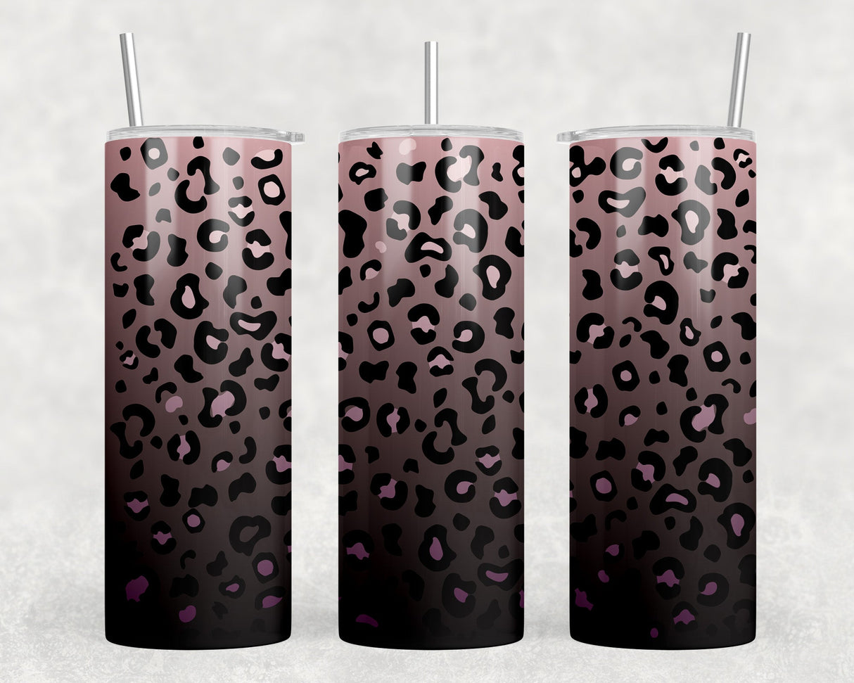 Leopard Print - 20 oz Steel Skinny Tumbler - Optional Blue Tooth Speaker - Speaker Color will Vary by Rowdy Ridge Co