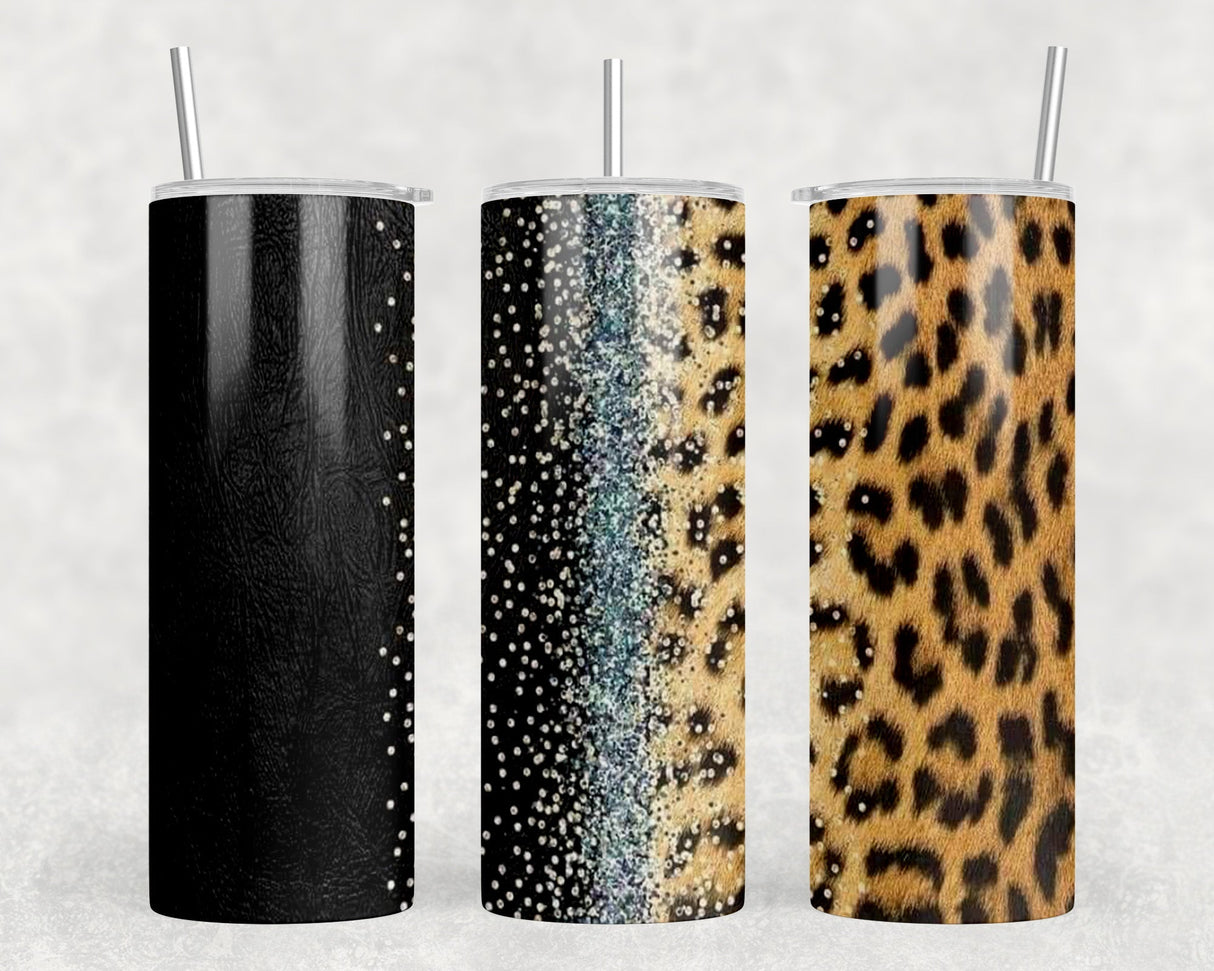 Leopard Print faux leather|Skinny Tumbler|Optional Bluetooth Speaker| Speaker Color Varies by Rowdy Ridge Co