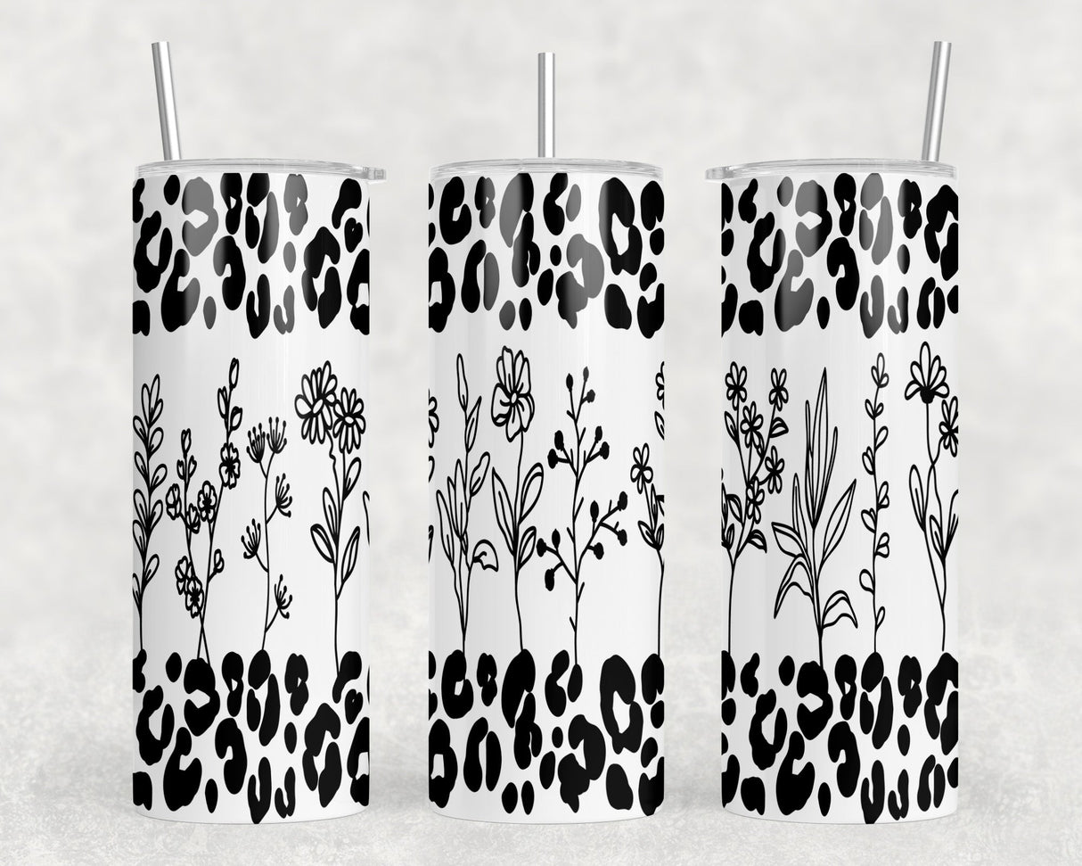 Leoprad Print Flowers|Skinny Tumbler|Optional Bluetooth Speaker| Speaker Color Varies by Rowdy Ridge Co