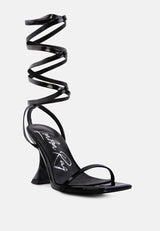 lewk strappy tie up spool heel sandals by London Rag