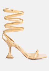 lewk strappy tie up spool heel sandals by London Rag