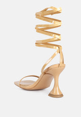 lewk strappy tie up spool heel sandals by London Rag