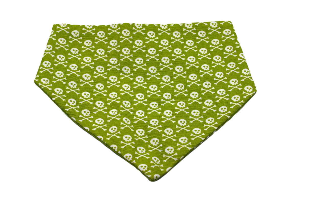 Lime Green Skull Reversible Dog Bandana by Uptown Pups