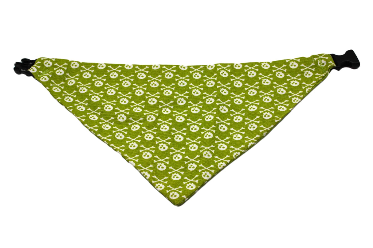 Lime Green Skull Reversible Dog Bandana by Uptown Pups