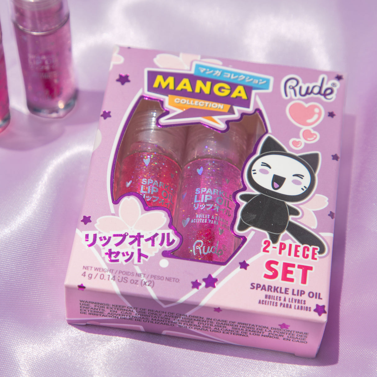 RUDE Manga Sparkle Lip Oil Duo Set - Strawberry / Grape