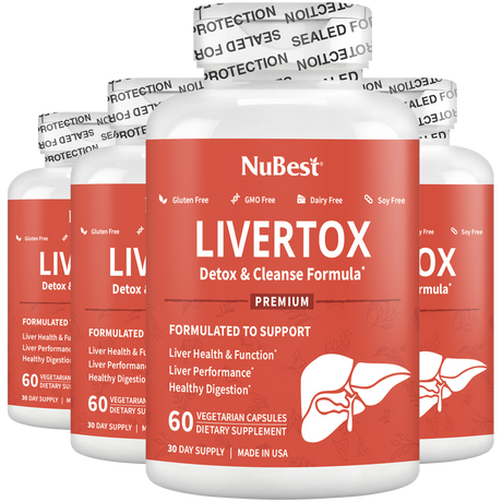 LiverTox, Advanced Formula for Liver Detox, Cleanse & Digestion, 60 Vegan Capsules by NuBest Nutrition®