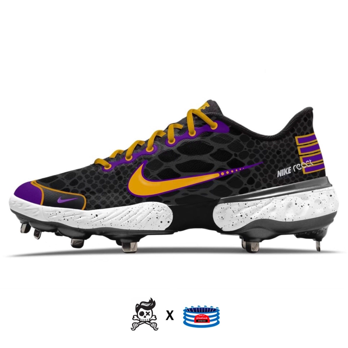 "Los Angeles" Nike Alpha Huarache Elite 3 Low Cleats by Stadium Custom Kicks