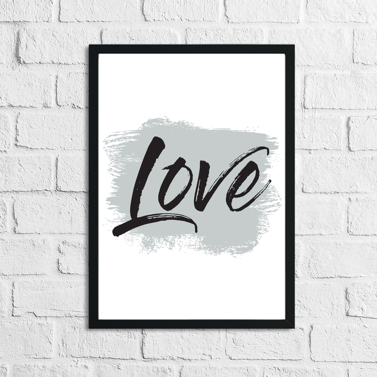 Love Grey Brush Wall Decor Bedroom Print by WinsterCreations™ Official Store