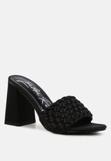 lust look braided satin block sandals by London Rag