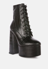 magdalene croc high heel patform boots by London Rag