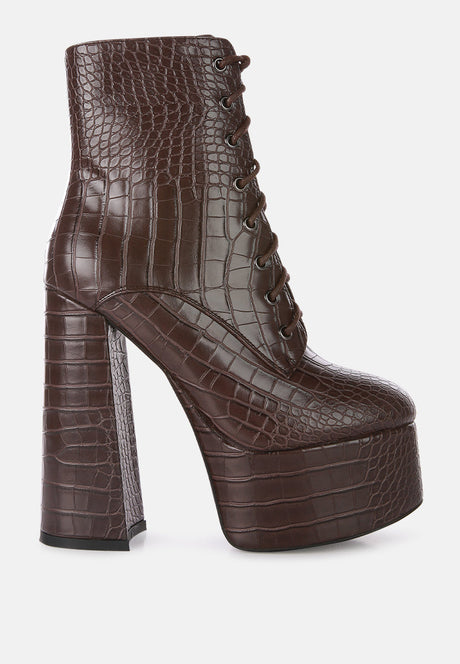 magdalene croc high heel patform boots by London Rag