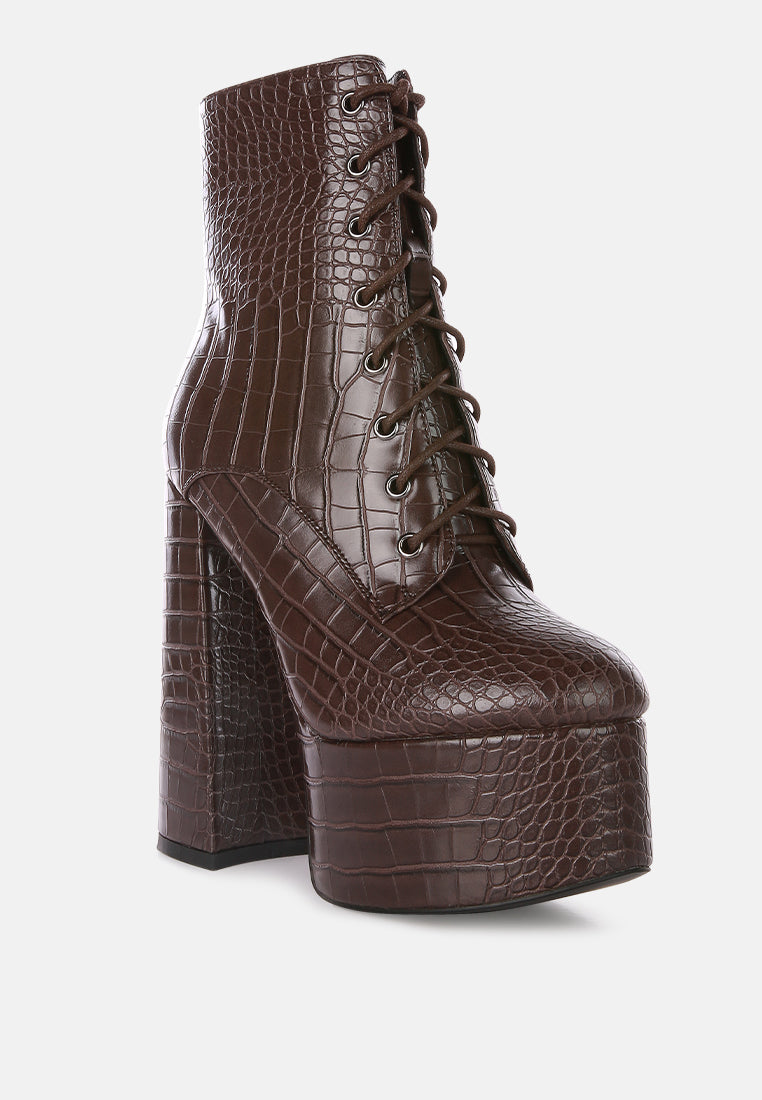 magdalene croc high heel patform boots by London Rag