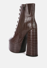 magdalene croc high heel patform boots by London Rag