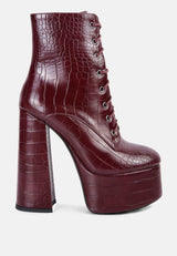 magdalene croc high heel patform boots by London Rag