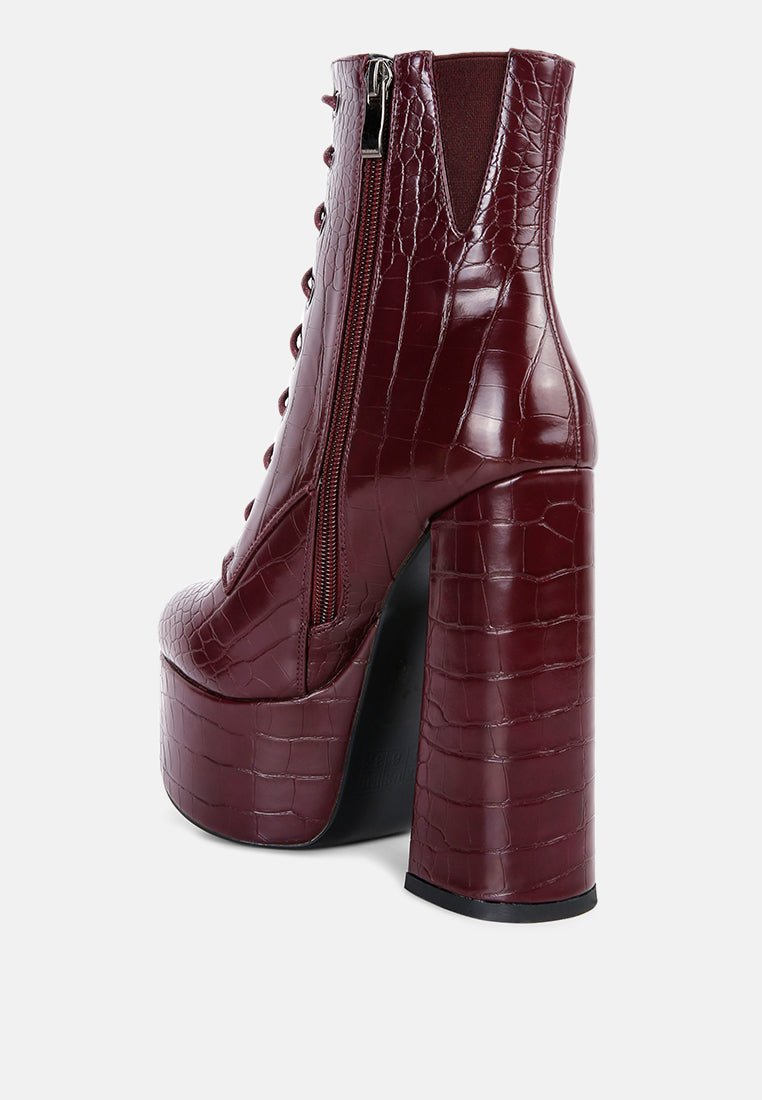 magdalene croc high heel patform boots by London Rag