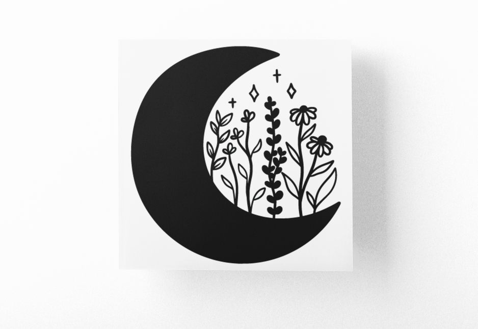 Floral Moon 1 Boho Sticker by WinsterCreations™ Official Store