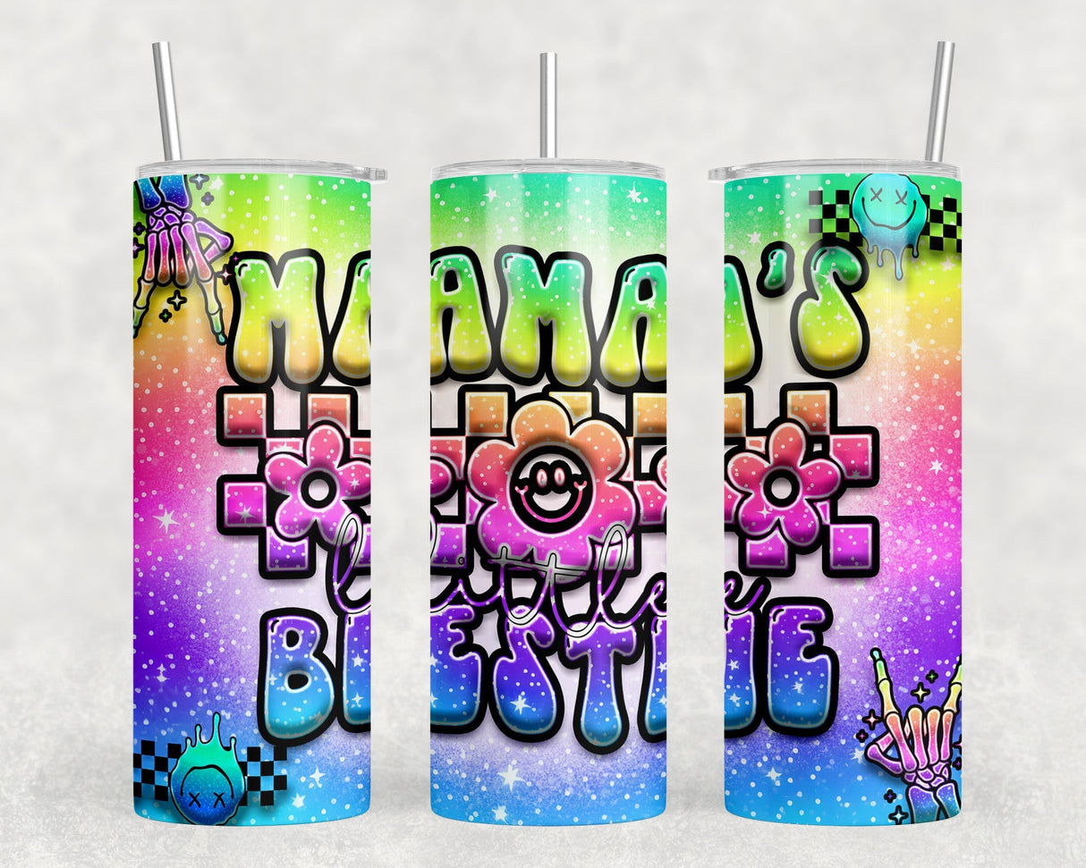 Mamas Little Bestie - 20 oz Steel Skinny Tumbler - Optional Blue Tooth Speaker - Speaker Color will Vary by Rowdy Ridge Co