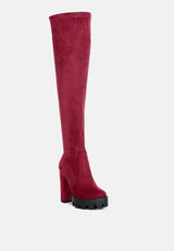 maple faux suede long boots by London Rag