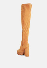 maple faux suede long boots by London Rag