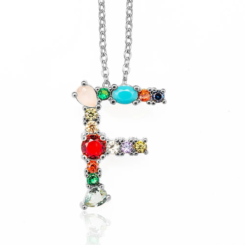 Lettre Multicolor Initial Charm Necklace by Marigold Shadows