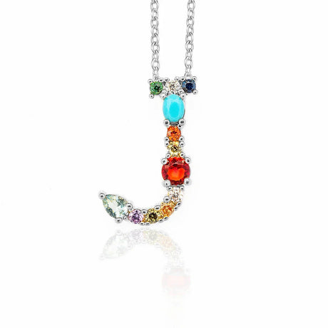 Lettre Multicolor Initial Charm Necklace by Marigold Shadows