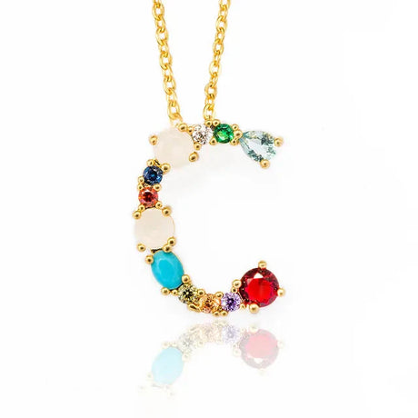 Lettre Multicolor Initial Charm Necklace by Marigold Shadows