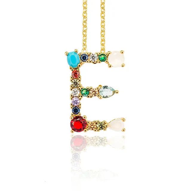 Lettre Multicolor Initial Charm Necklace by Marigold Shadows