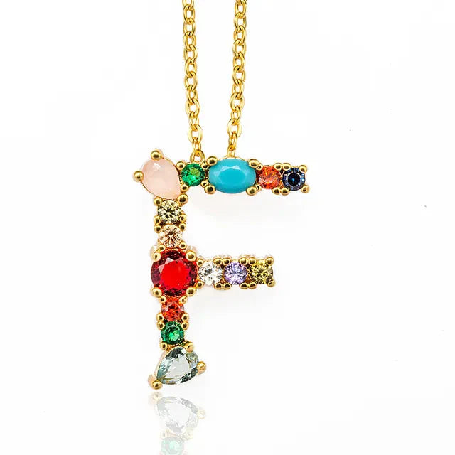 Lettre Multicolor Initial Charm Necklace by Marigold Shadows