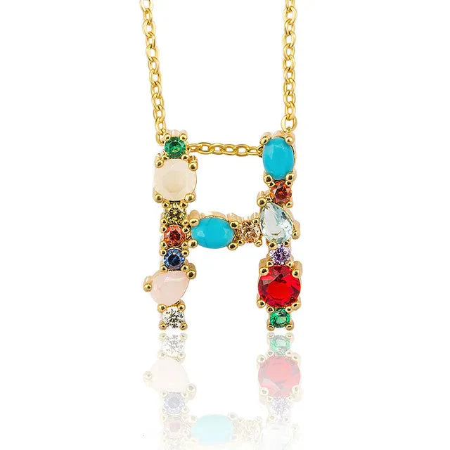 Lettre Multicolor Initial Charm Necklace by Marigold Shadows