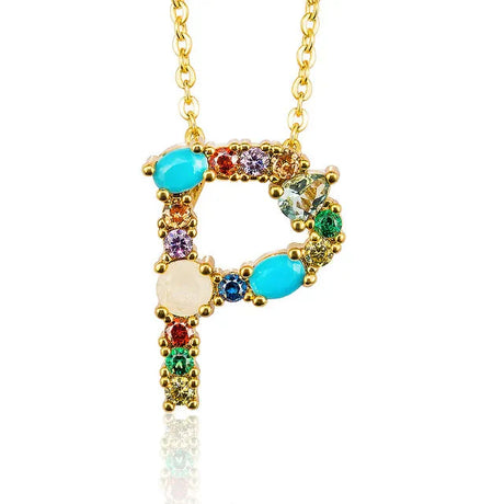 Lettre Multicolor Initial Charm Necklace by Marigold Shadows