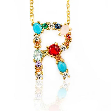 Lettre Multicolor Initial Charm Necklace by Marigold Shadows