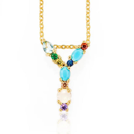 Lettre Multicolor Initial Charm Necklace by Marigold Shadows