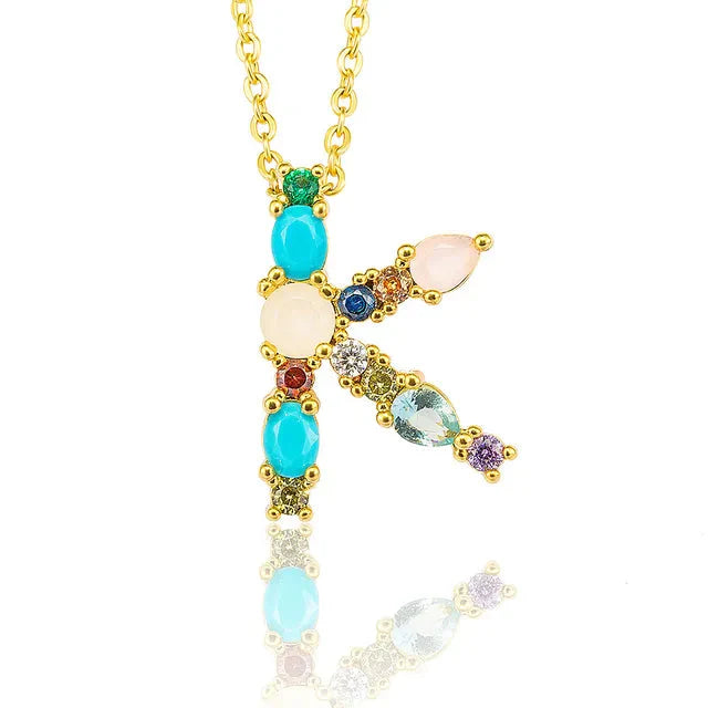 Lettre Multicolor Initial Charm Necklace by Marigold Shadows