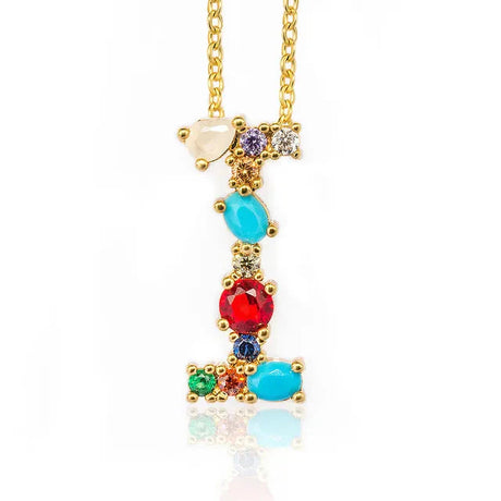 Lettre Multicolor Initial Charm Necklace by Marigold Shadows