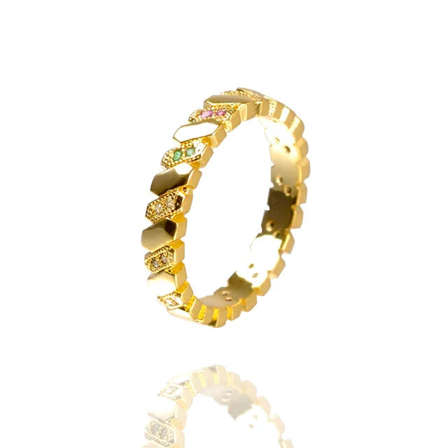 Chainee Rainbow Ring Gold by Marigold Shadows