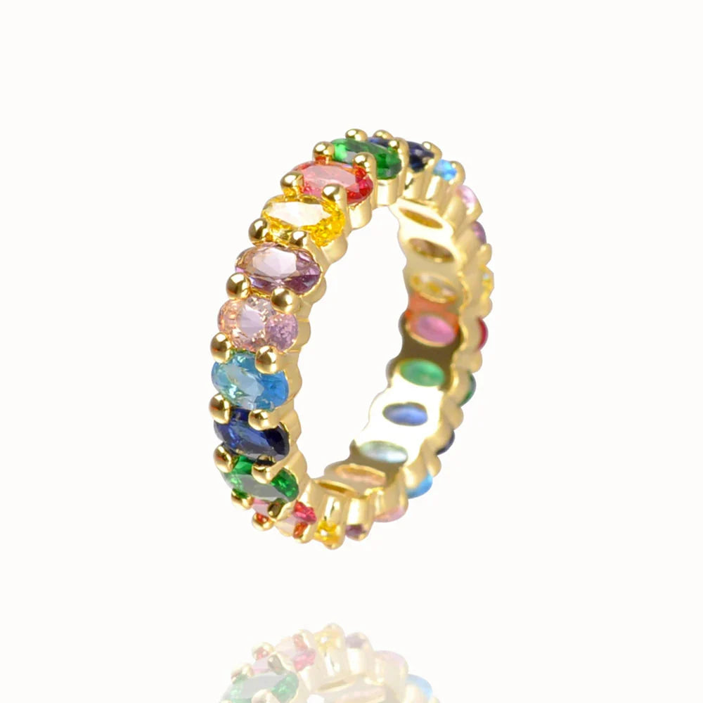 Ovalla Rainbow Ring Gold by Marigold Shadows